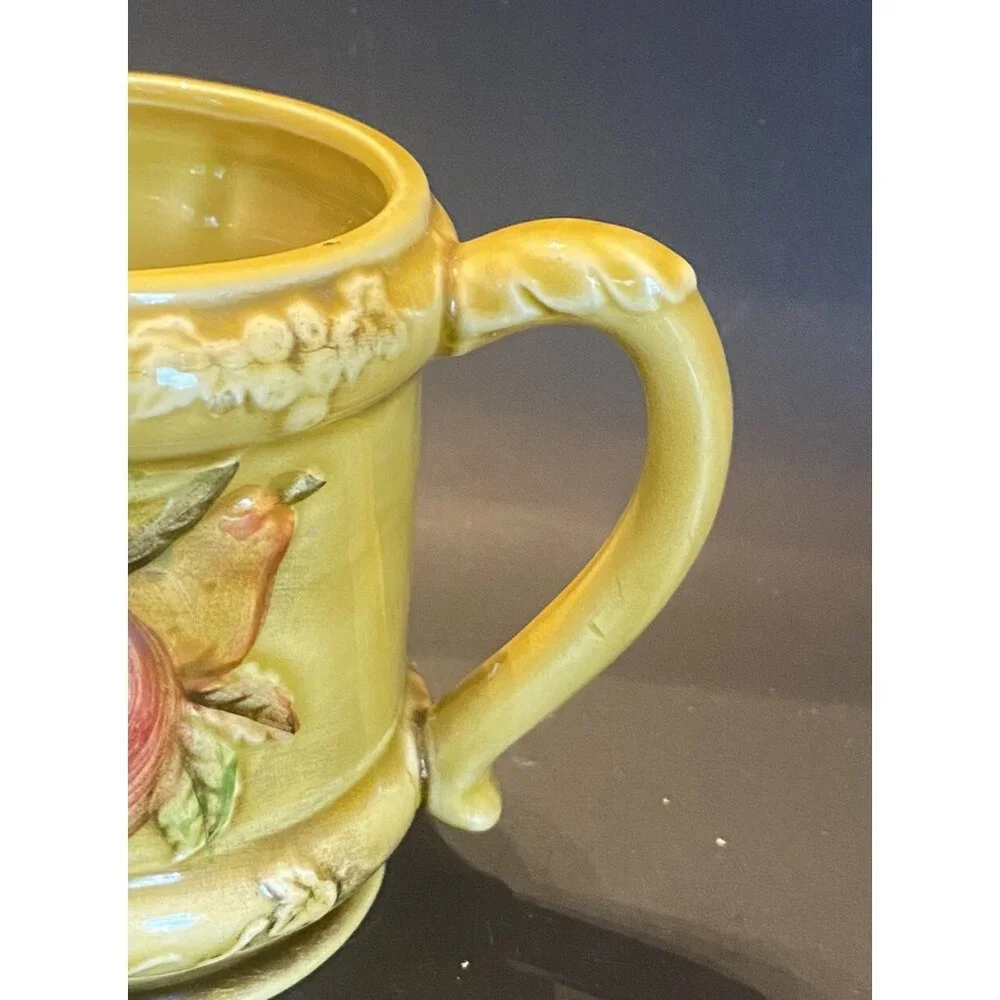 GEO Z LEFTON Vintage 3 Piece 3743 Yellow Creamer‎ & Sugar-Apples/Pears/Grapes